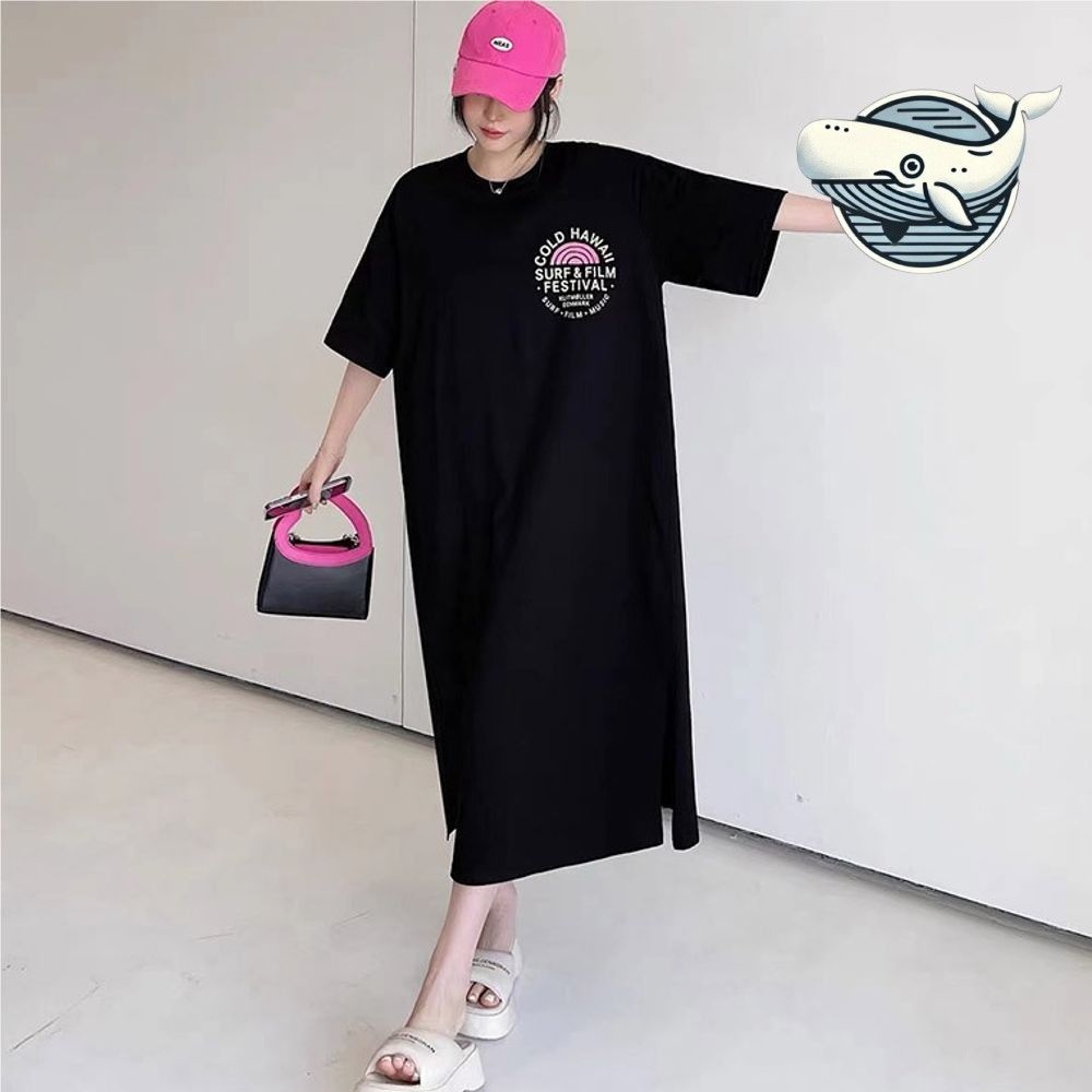 여름편안 루즈핏 프린트 원피스 홈웨어 반팔