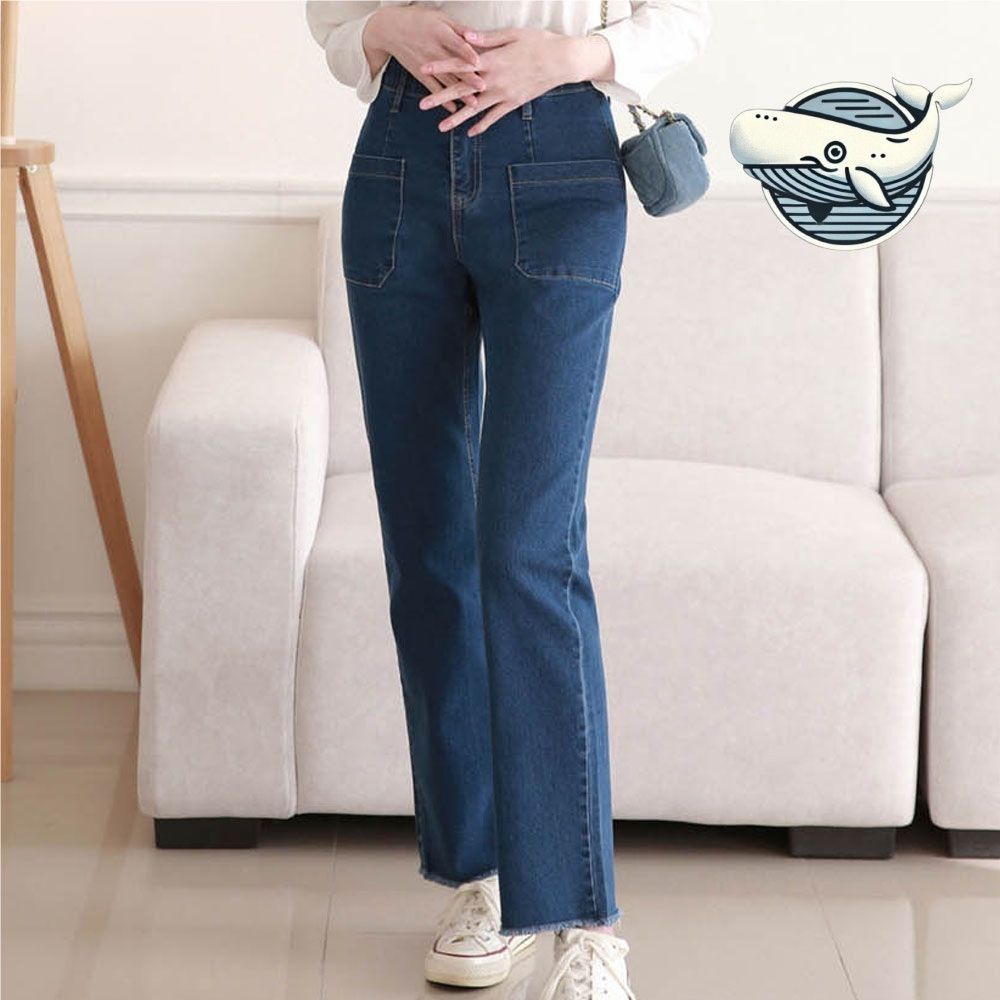 진청 데님 여대생 캐주얼룩 티셔츠 데일리 조합
