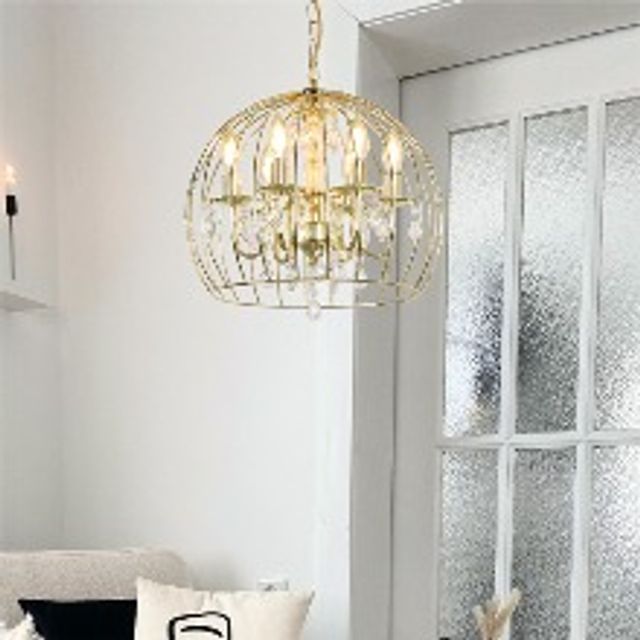 첼리나 6등 팬던트 골드 E14 LED 에디슨 촛대구 램