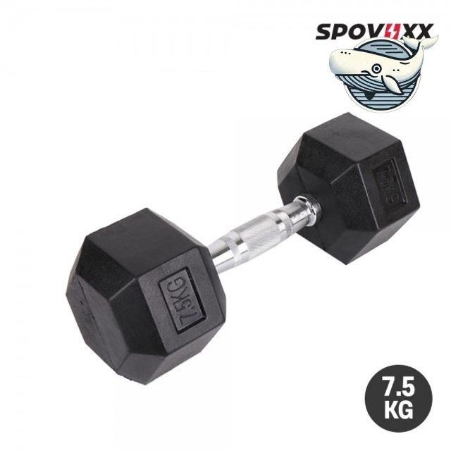 헬스 홈트 육각 덤벨 7.5kg 고무 아령