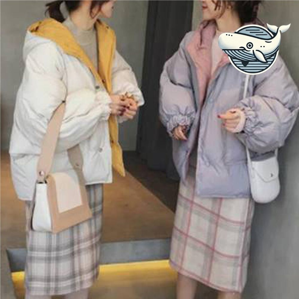 따뜻한 양면 캐주얼 패딩 점퍼 핑크색 오버핏