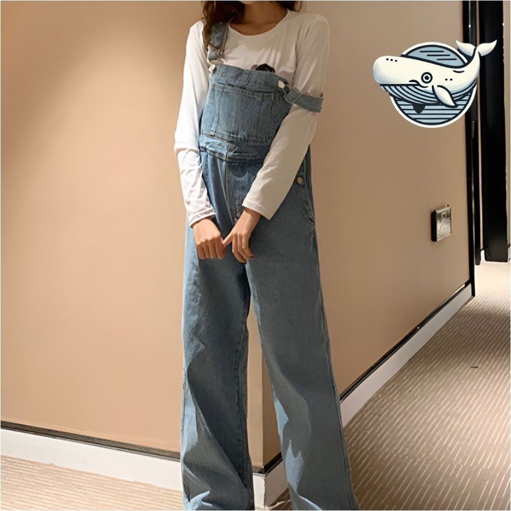 캐주얼 데일리 와이드핏 멜빵바지 편안한 데님