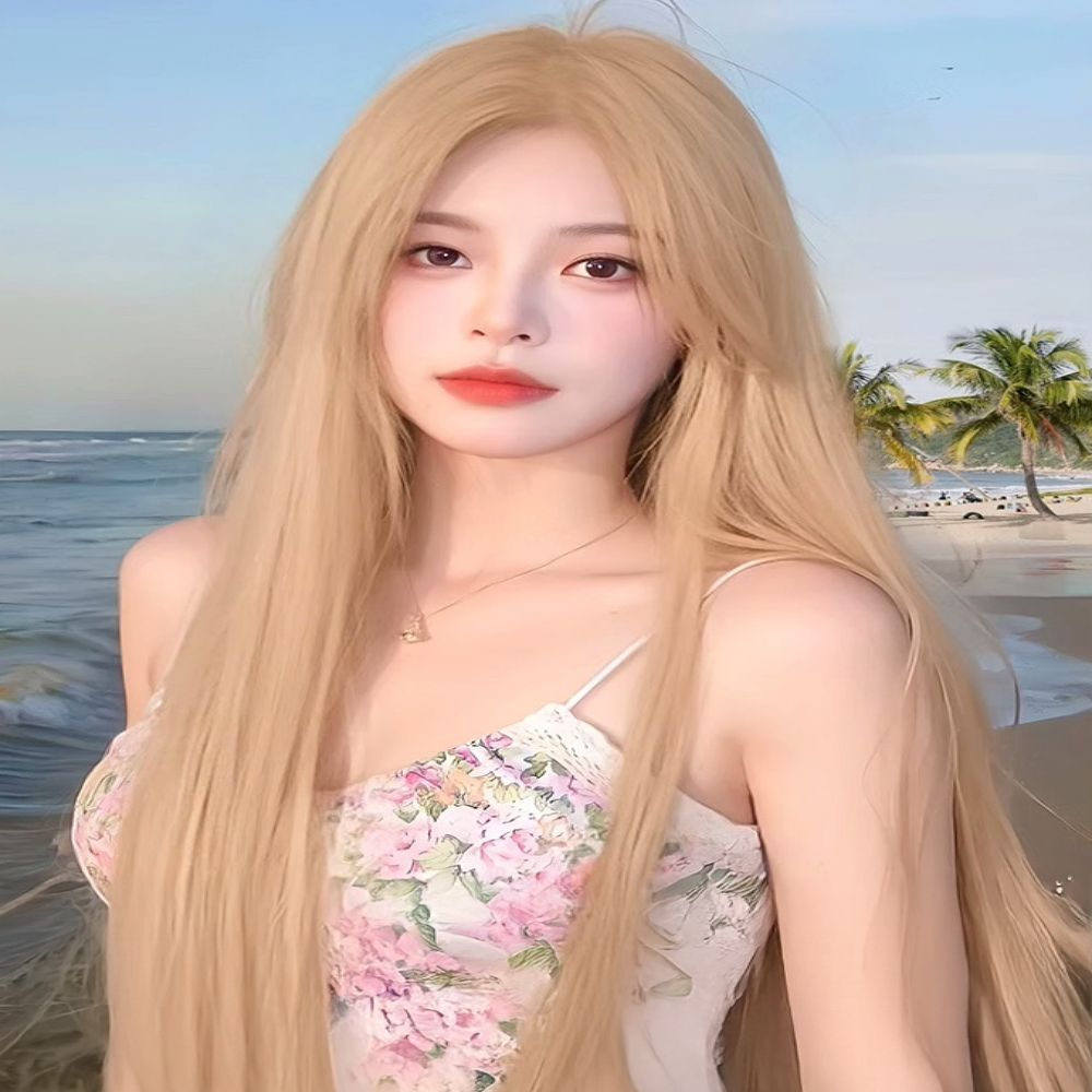 여성 테리얼 인모가발 긴생머리 금발머리 가발