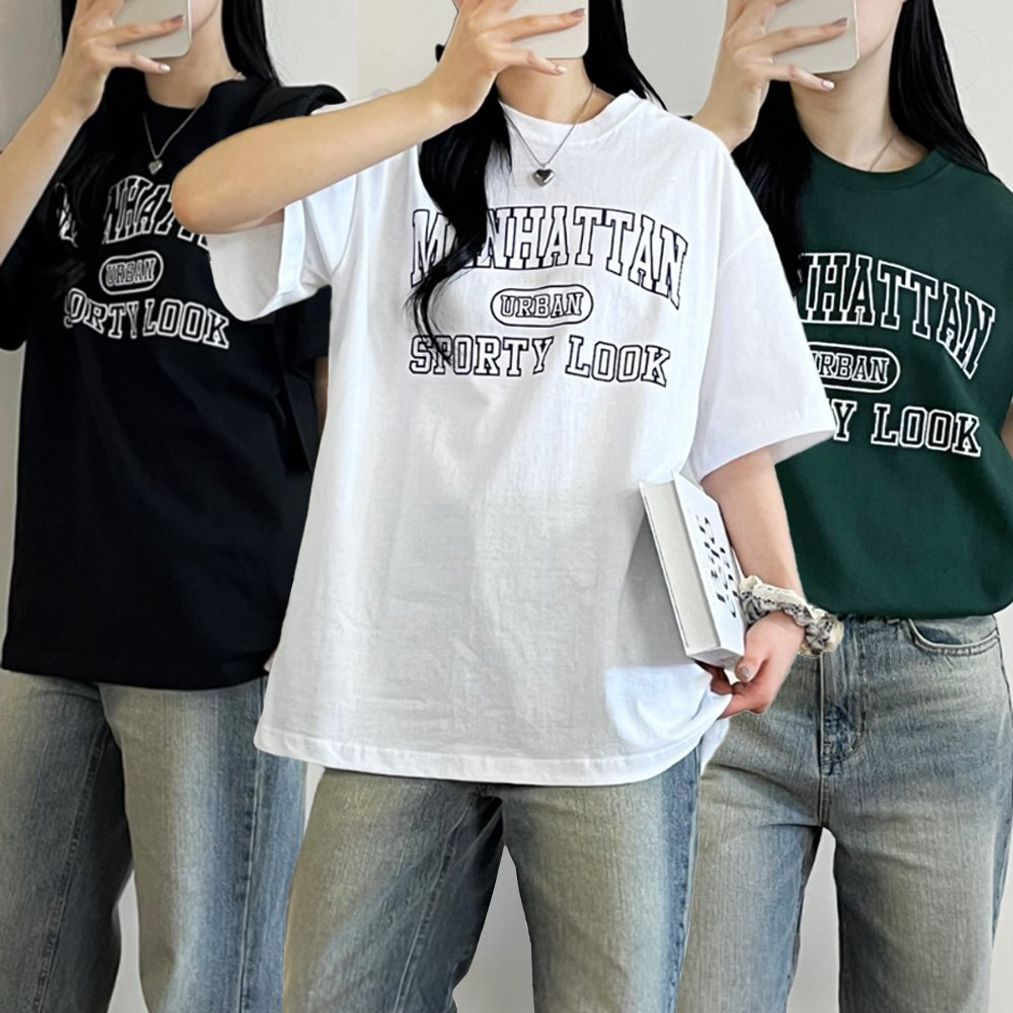 여자반팔티 여름반팔티셔츠 여성면티셔츠 오버핏티