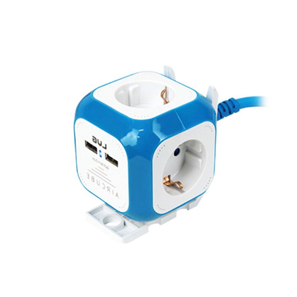 멀티탭 4구 1.5M 블루 멀티콘센트 USB 충전 사각