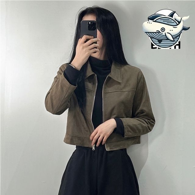 여성 미니멀 크롭 자켓 따뜻한 스웨이드 무스탕