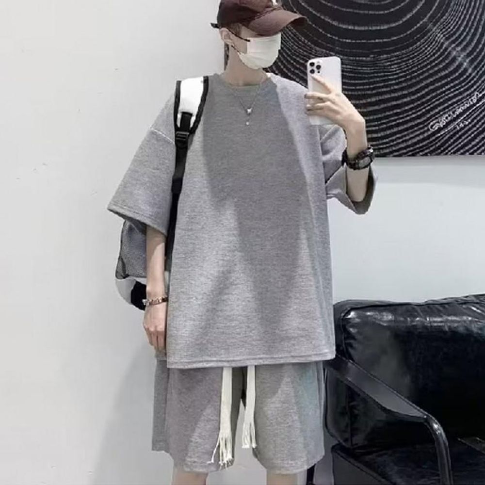 남성 캐주얼 오버핏 세트 남자 여름 트레이닝복 츄리