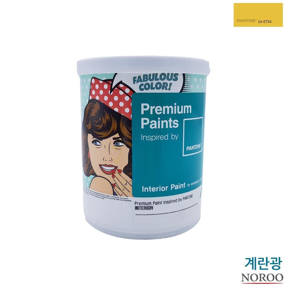 팬톤 내부용 계란광 수성페인트 1L 노랑14-0754