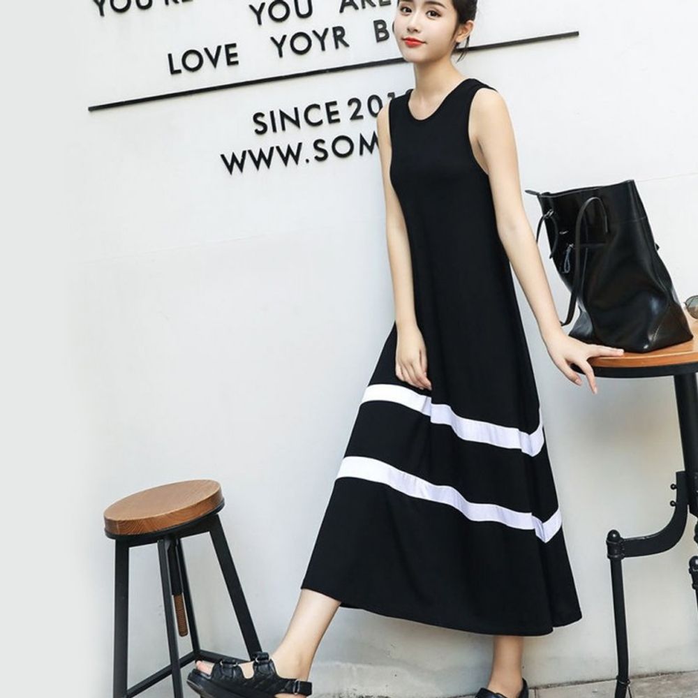 밑단 블랙 민소매 투라인 XL 데일리 포인트