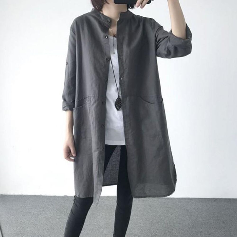 데일리룩 여름 셔츠 롱남방 롱 간절기 베이직 홀리 린
