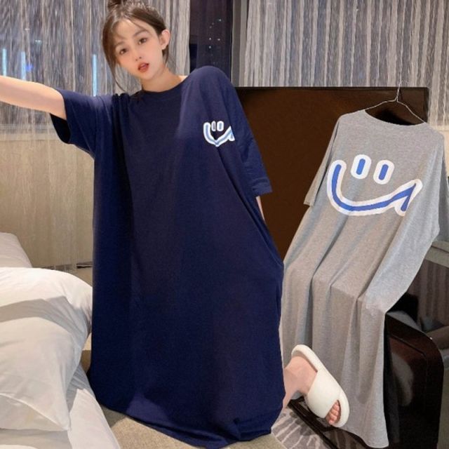 여자 빅 귀여운 기본 스마일 데이 포인트 여름 반팔