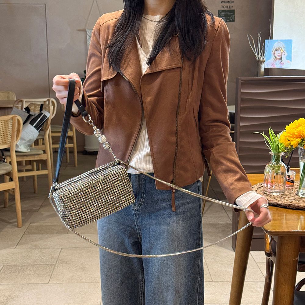 큐빅 크로스 백 미니 체인 숄더 파우치