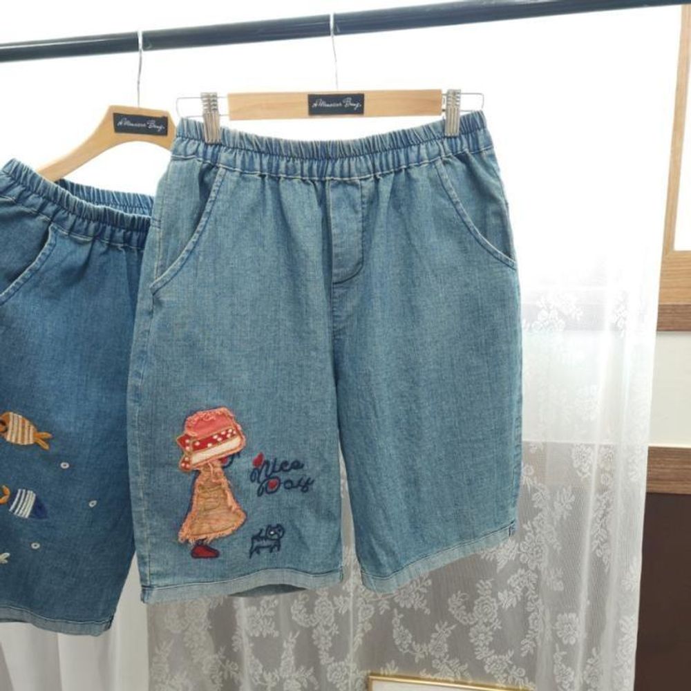 여성 롤업 여름 데님 팬츠 2종류 롤업 반 코디 여성