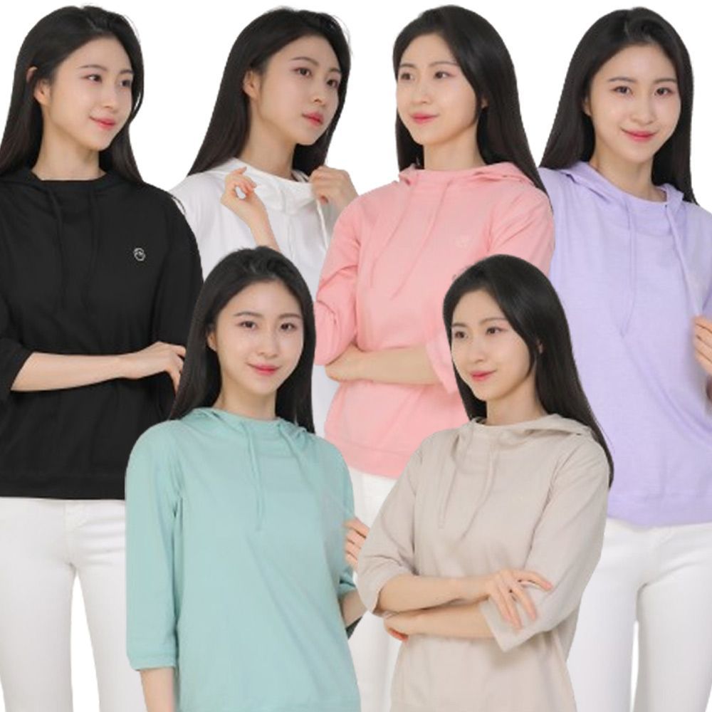 7부소매 반팔티셔츠 후드 오너클랜 반팔티 여성