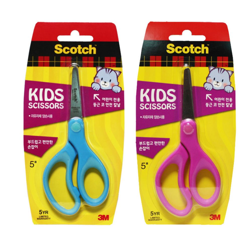 3M 어린이용 둥근코 안전 칼날 공작 가위 2개