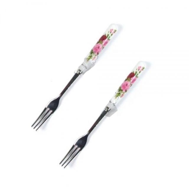 장미 손잡이 티포크 2p 14.5cm 10세트 과일포크