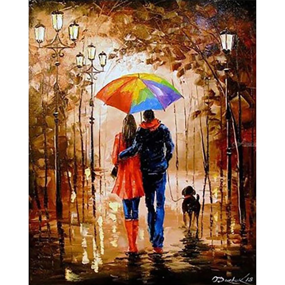 가을밤 연인 (패브릭형) 보석십자수 40x50