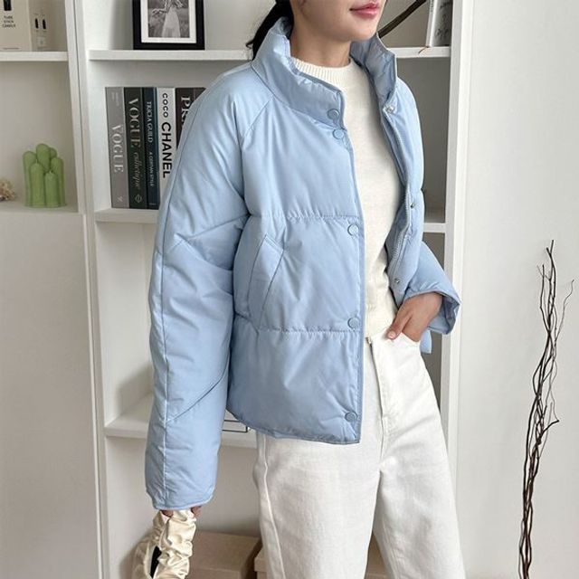 여성 0519 셀러허브 하이넥 LM 패딩 숏
