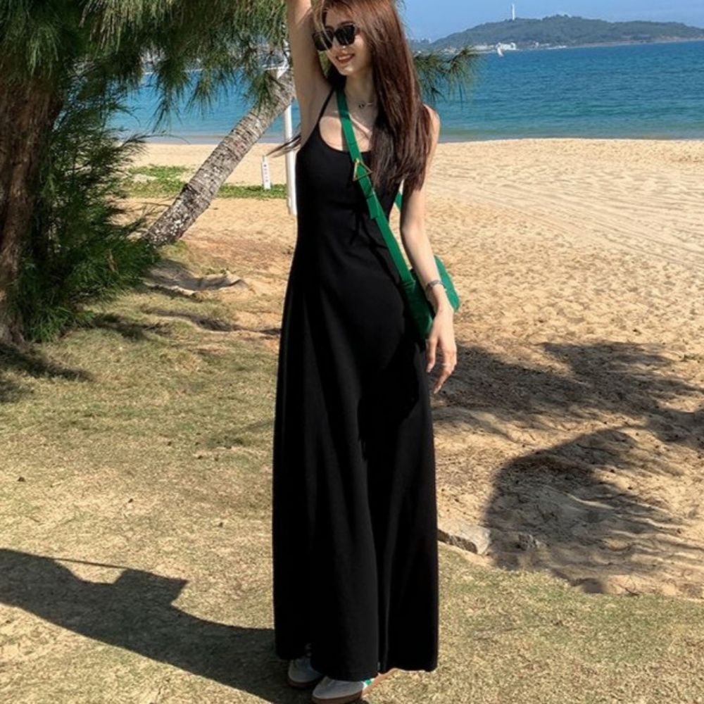 여름 데일리 여성 끈나시 맥시 A라인 롱 원피스