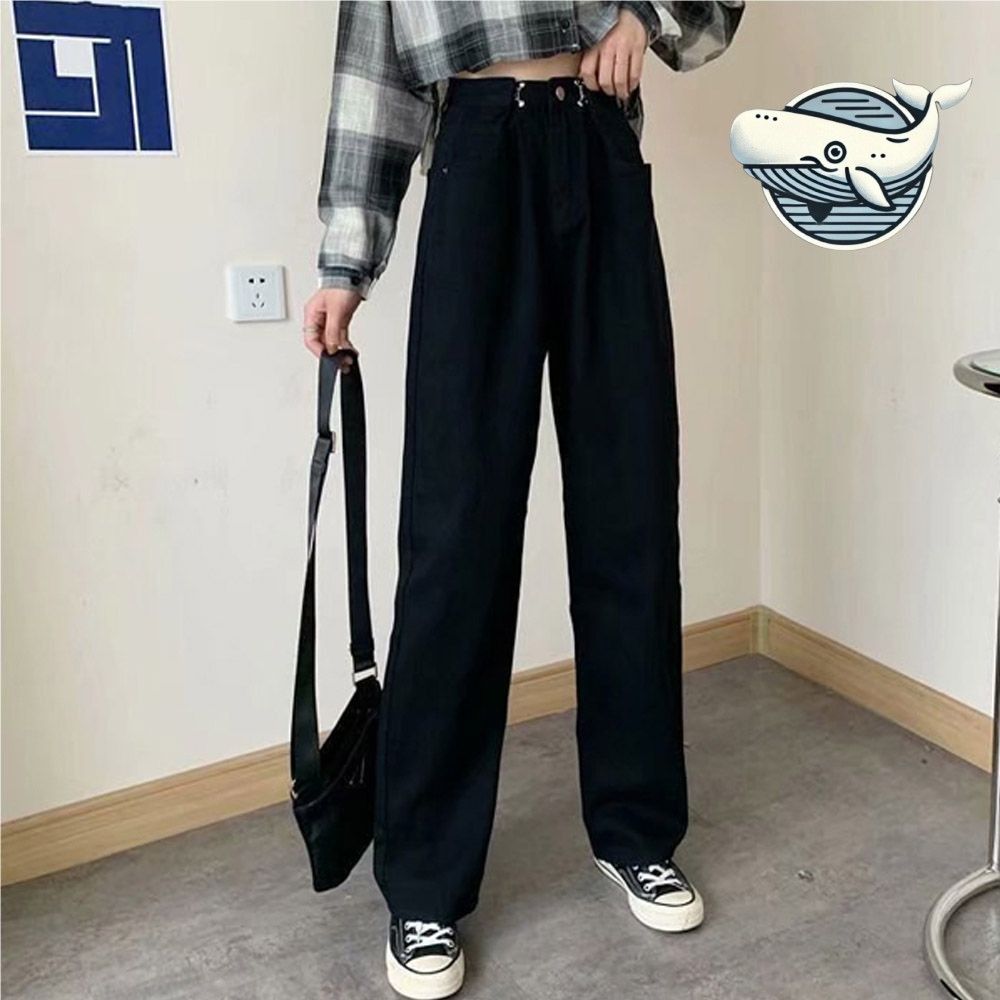 편안한 배기 바지 하이웨스트 느슨한핏 조절