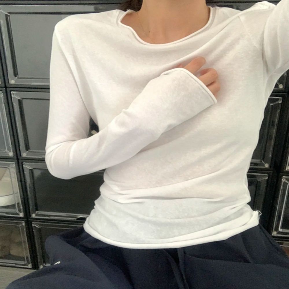 여성 베이직 긴팔 티셔츠 얇은 이너 긴팔티 3색