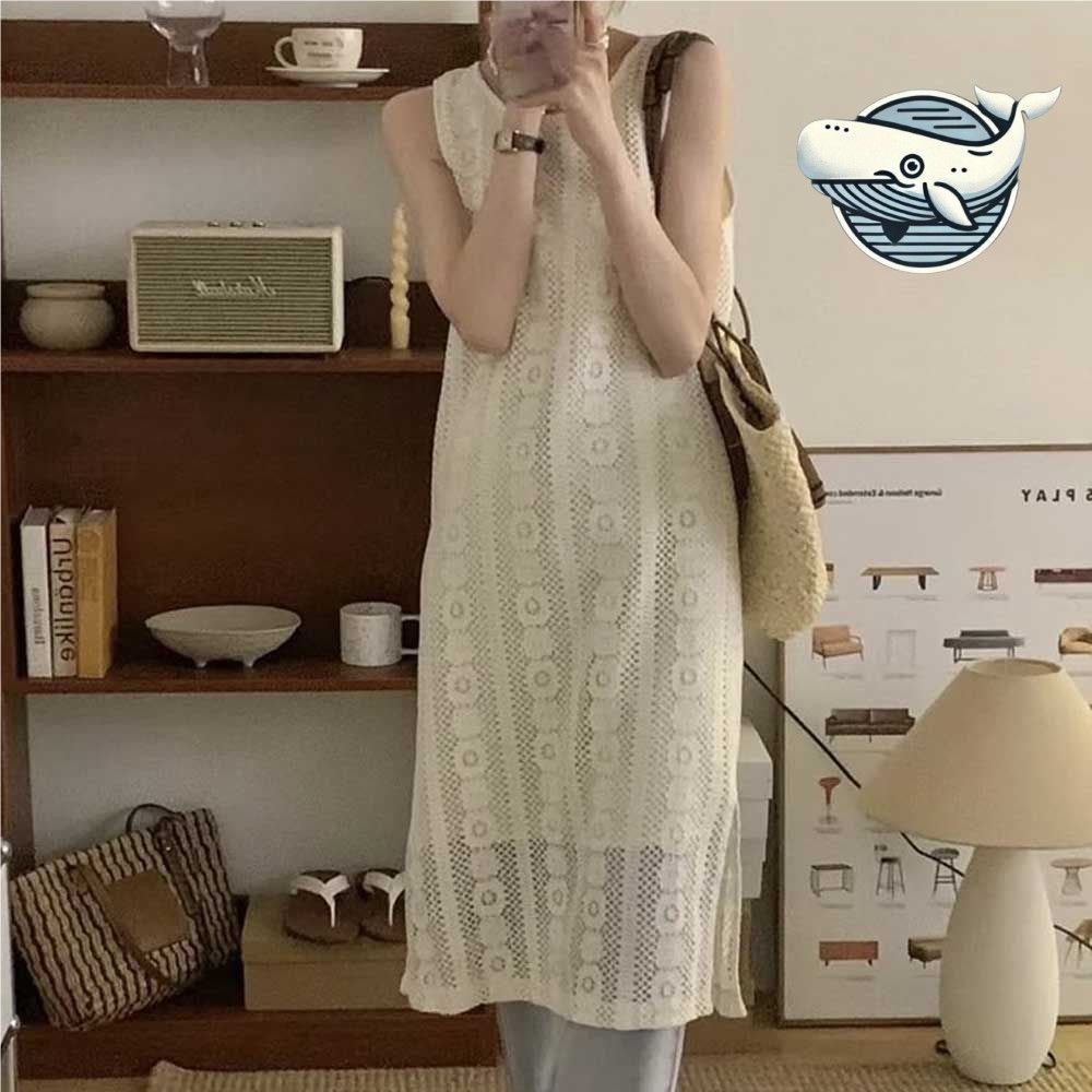 편안한 여름 자수 민소매 원피스 바캉스 필수