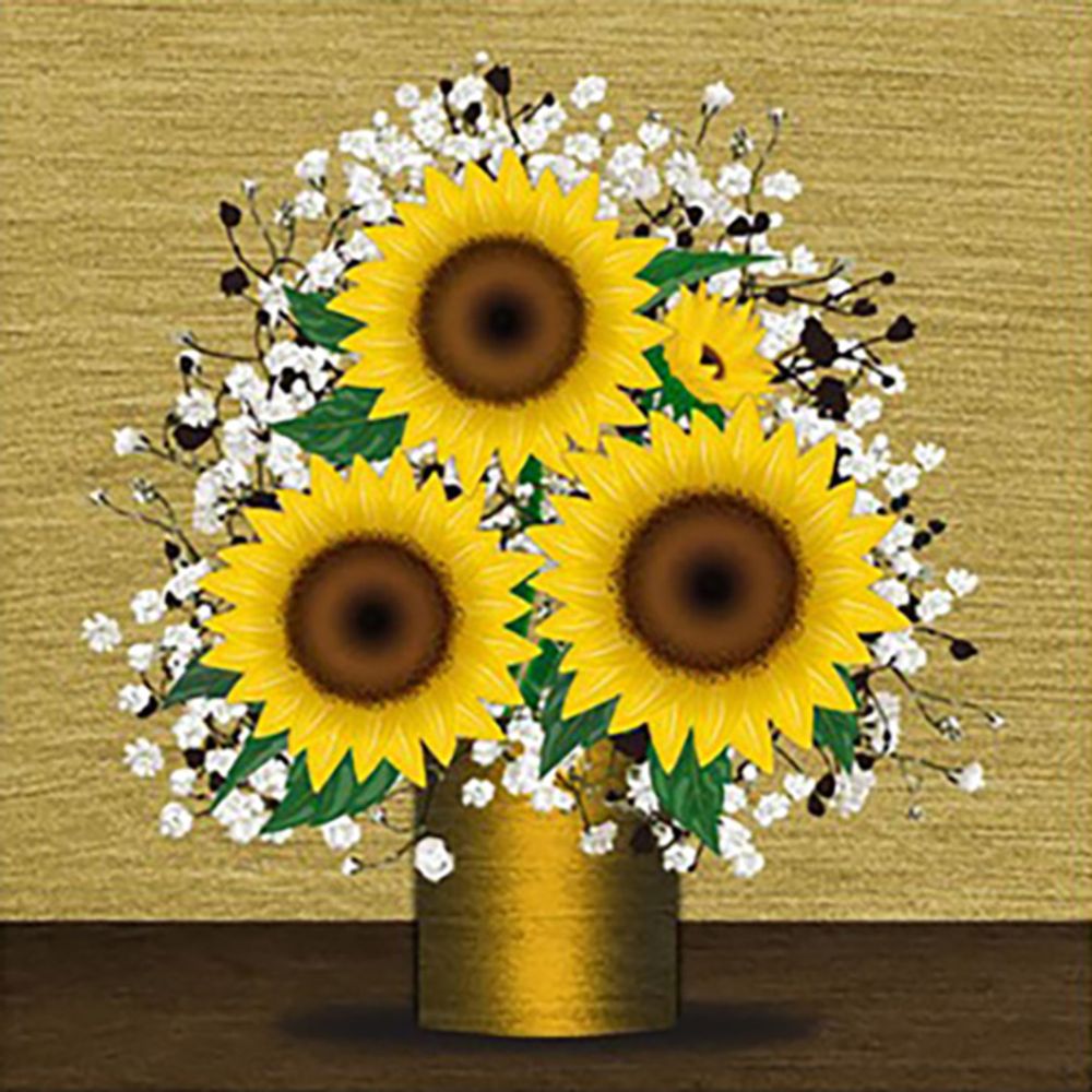 해바라기 화병 1 (패브릭) 보석십자수 액자세트 30x30