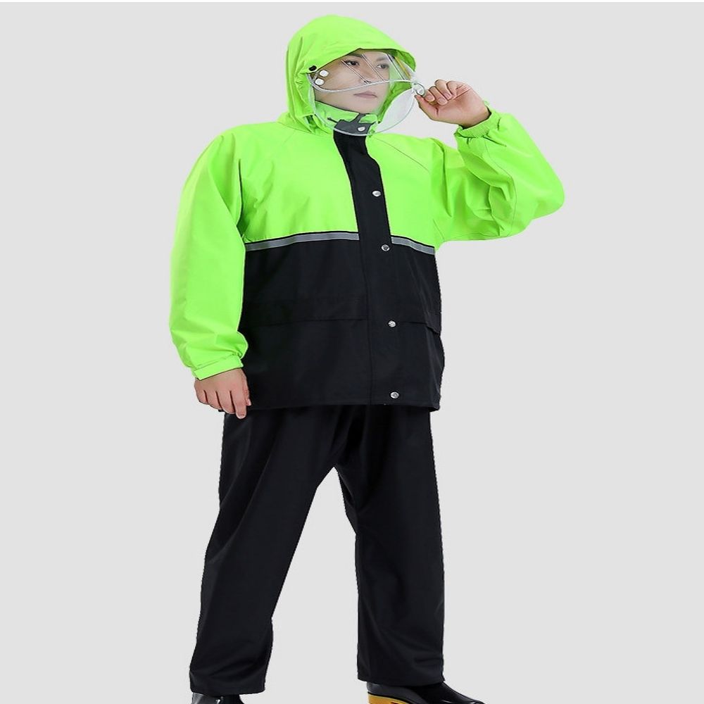 방수 탈부착 얼굴보호 이중캡 메쉬 안감 형광 우비