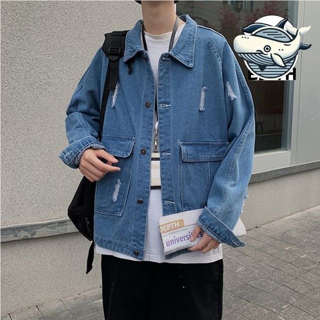 빈티지 스타일 남성 데님 자켓 캐주얼 루즈핏