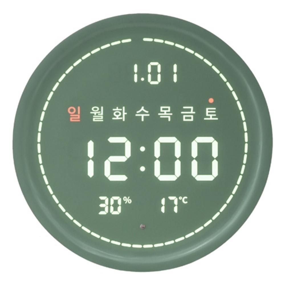 플라이토)와이파이 필링 원형 LED 탁상 벽시계(카키)