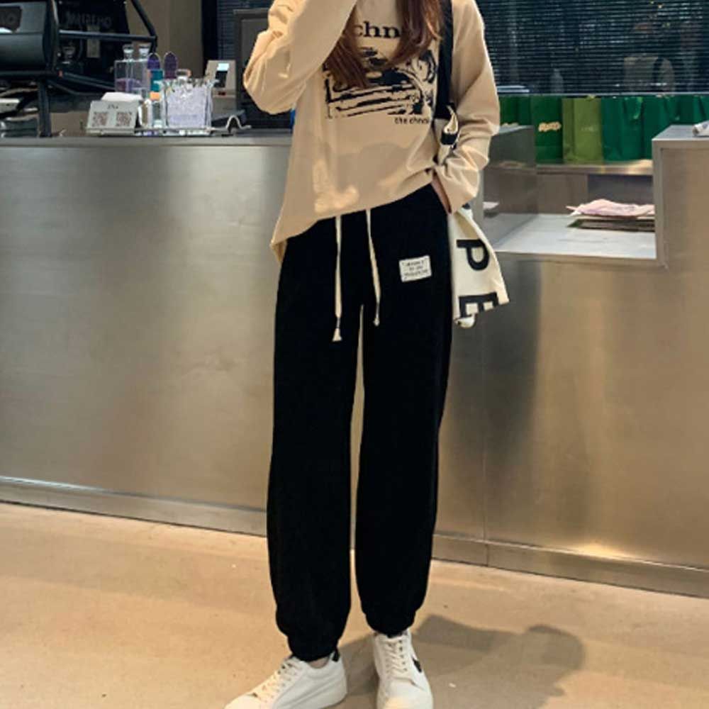여성 가을 편한 홈웨어 밴딩 조거 팬츠 케주얼룩 코디