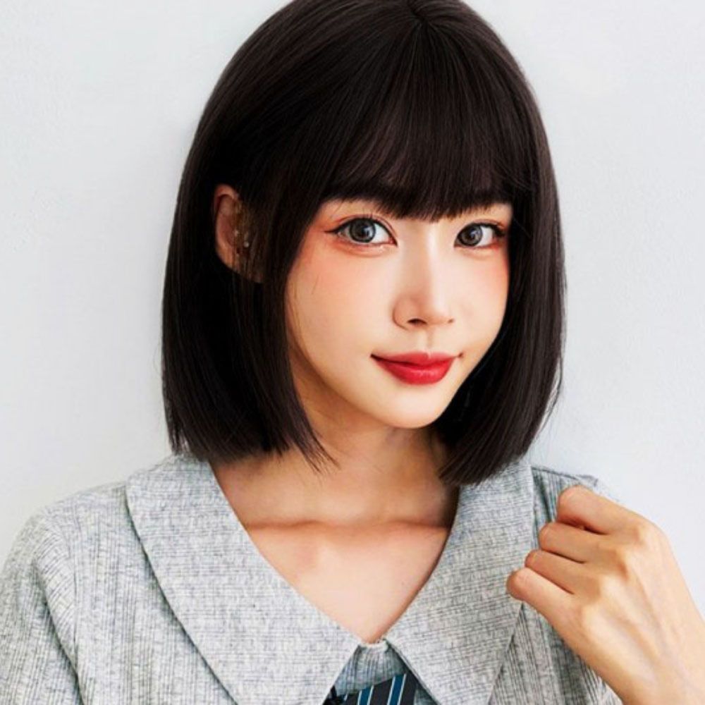 단발 단발가발 일자 통가발 다크브라운 컷