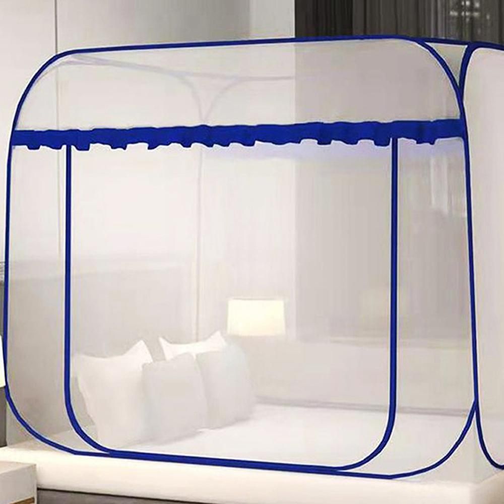 원터치 침대모기장 150x200cm 블루 접이식 야외 여름
