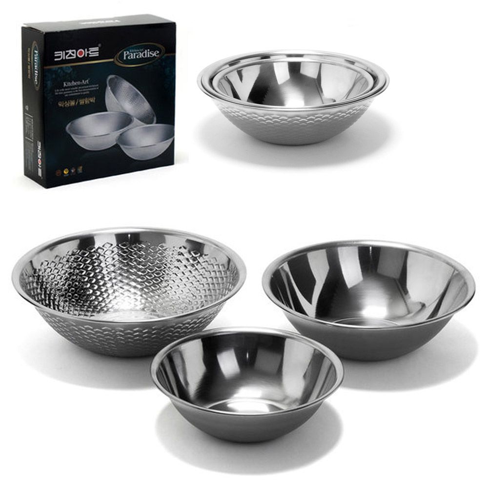 키친아트 파라다이스 스텐 믹싱볼 3종세트 쌀함박포함
