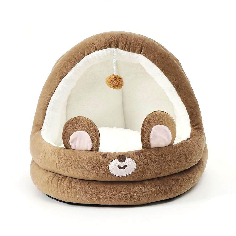 반려견 하우스 브라운 곰 분리형 텐트 실내 안정감
