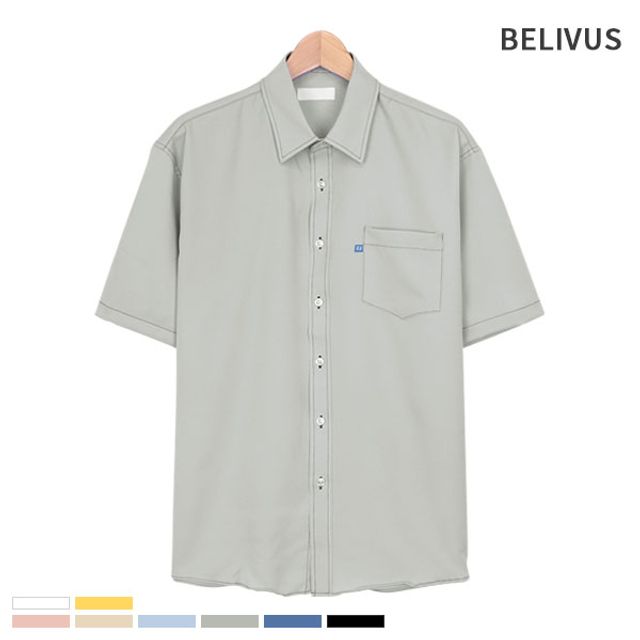 빌리버스 남성 반팔 셔츠 BFW012 여름 배색 남방