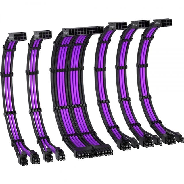 PSU 연장 16AWG 슬리빙 케이블 세트 블랙 퍼플 6종