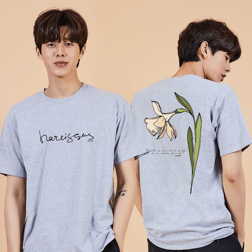 키밍 Narcissus 캐주얼셔티셔츠 남자봄티셔츠