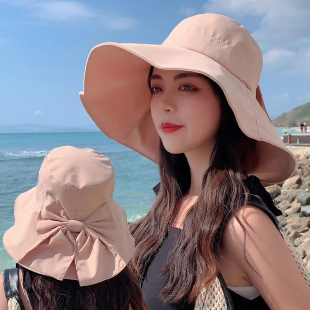 비치 여름 햇빛 모자 차단 와이드챙 양면 장식 벙거지