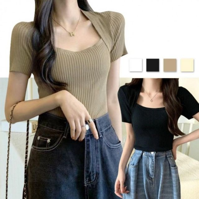 여성 반팔티 스퀘어넥 기본 티셔츠 데이 상견레 돌잔