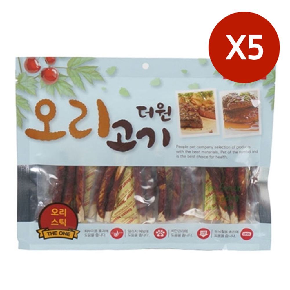 반려견 오리 육포 일상 스틱 간식 300g 5P 강아지 사