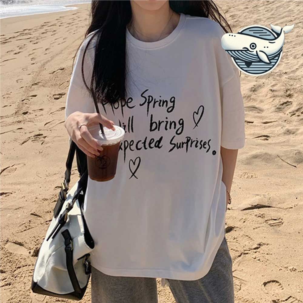여름 캐주얼 라운드넥 티셔츠 루즈핏 편안한