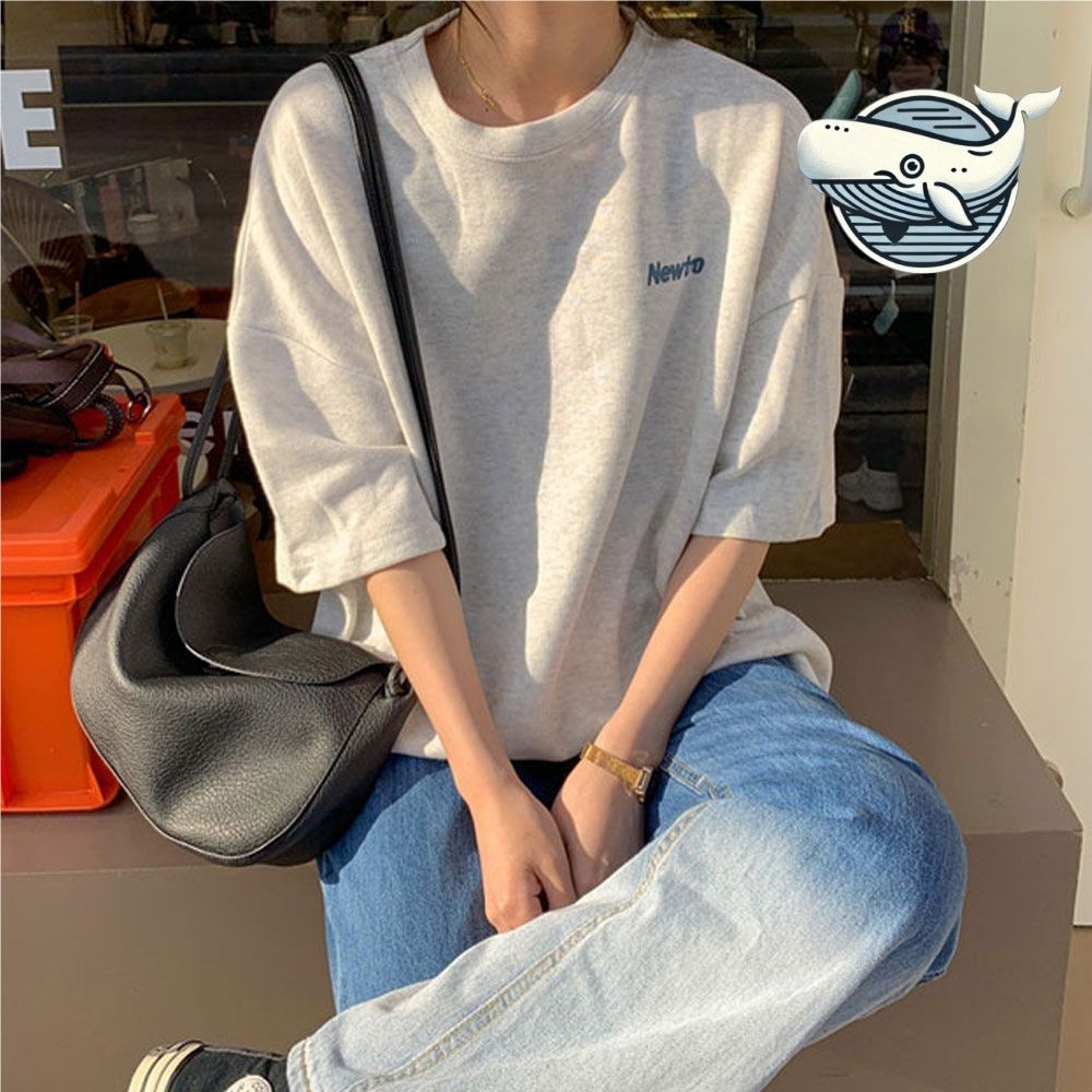 여자 여름 편안한 오버핏 티셔츠 유니크 영문