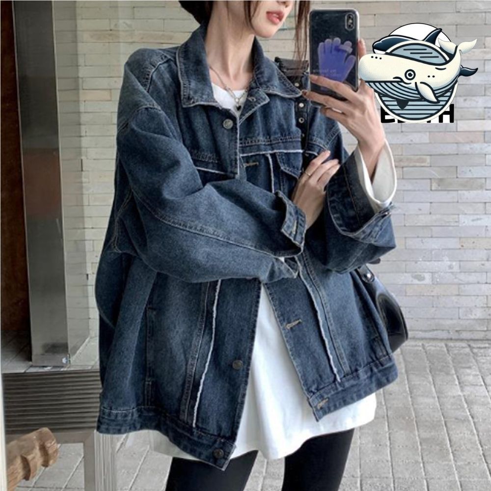 편안한 오버핏 데일리 진청 청자켓 여성 캐주얼
