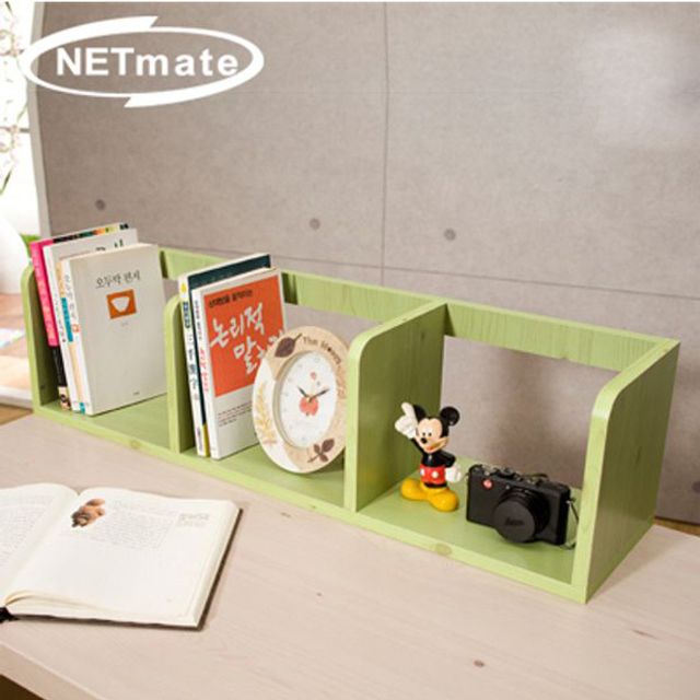 NETmate 라운드형 책꽂이 800x200x200 그린 책장 가구