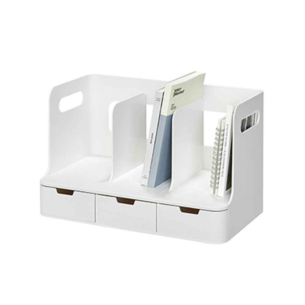 가로형 3단 서랍 책꽂이 39.1x25cm 1개 화이트