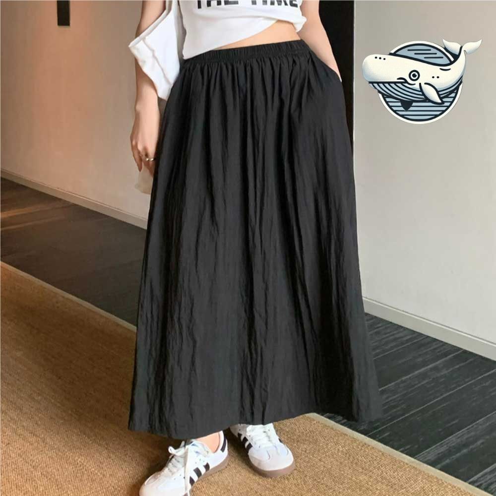 부드러운 면재질 플레어 롱스커트 여름 A라인