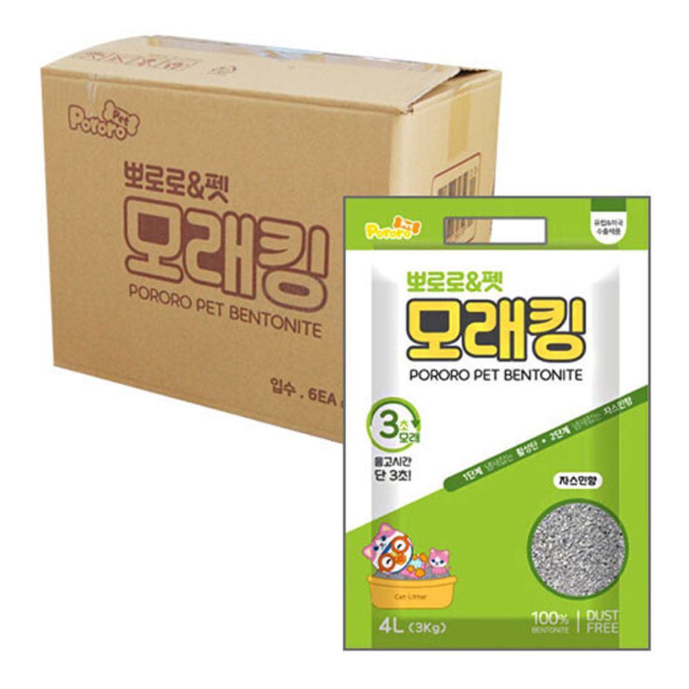 고양이 뽀로로 모래킹 쟈스민향 4L 6P 응고형 화장실