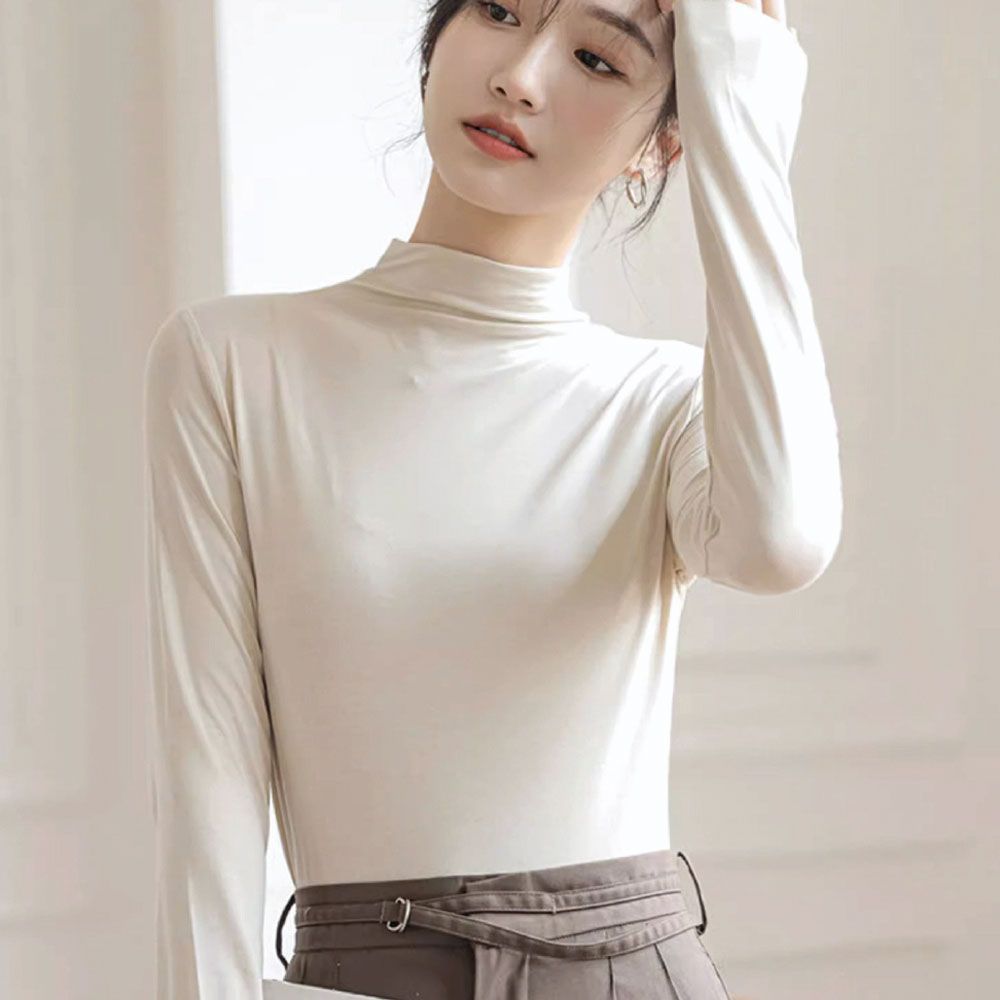 날라리 엣지 소프트 기모 목폴라 톱 긴팔 롱