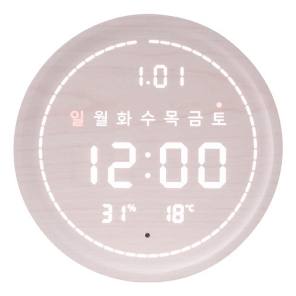 플라이토)와이파이 필링 원형 LED 탁상 벽시계(화이트